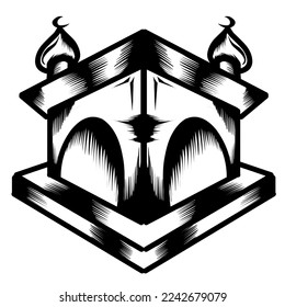 Illustration vector graphic of mosque, material to make your design easier, isolated on transparent background. Perfect for icon, logo, tattoo, banner, stickers, greeting cards