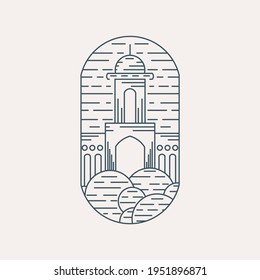 Gráfico vectorial de ilustración de mezquita en estilo minimalista. Perfecto para logotipo, icono, fondo, cartel