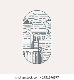 Illustration Vector Graphic of Mosque in Minimalist Style. Perfect for Logo, Icon, Background, Poster