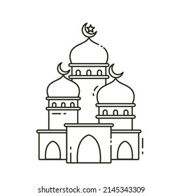 Illustration vector graphic of the mosque. Mosque minimalist style isolated on a white background. The illustration is suitable for web landing page banners, flyers, stickers, cards, etc.