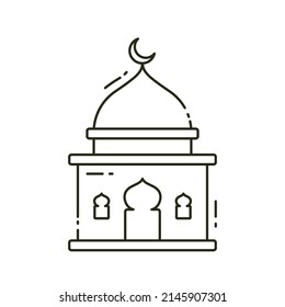 Illustration vector graphic of the mosque. Mosque minimalist style isolated on a white background. The illustration is suitable for web landing pages, banners, flyers, stickers, cards, etc.
