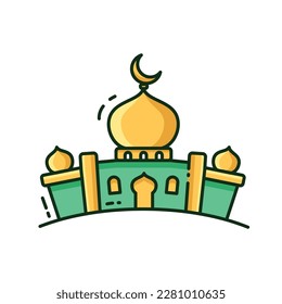 Illustration vector graphic of the mosque. Mosque minimalist style isolated on a white background. The illustration is suitable for web landing page banners, flyers, stickers, cards, etc.