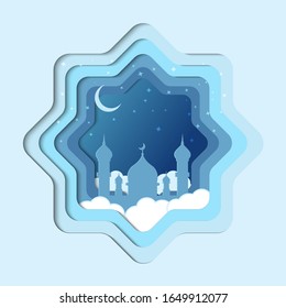 illustration vector graphic mosque with papercut effect, perfect for background, ramadan celebration, greeting card, banner, wallpaper, etc