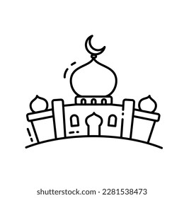 Gráfico vectorial de ilustración de la mezquita. Esbozo vectorial de mezquita aislado en un fondo blanco. La ilustración es adecuada para banners de páginas web de aterrizaje, volantes, pegatinas, tarjetas, etc.