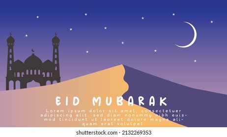Illustration Vector graphic of a mosque that is close to the desert, perfect for completing your design in the month of Ramadan.