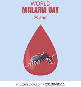 illustration vector graphic of a mosquito in a drop of red blood, perfect for international day, world malaria day, celebrate, greeting card, etc.