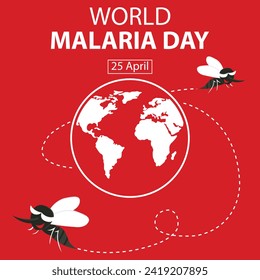 illustration vector graphic of Mosquitoes travel around the world, perfect for international day, world malaria day, celebrate, greeting card, etc.