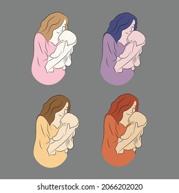 Illustration vector graphic of mother and child good for celebrating mother's day