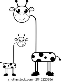 illustration vector graphic of mother giraffe and cubs, perfect for children's illustration book, comic, etc.