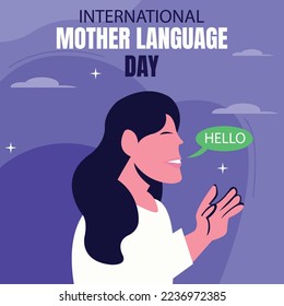illustration vector graphic of a mother is saying something, perfect for international day, mother language day, celebrate, greeting card, etc.