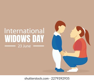 illustration vector graphic of a mother squats looking at her child, perfect for international day, international widows day, celebrate, greeting card, etc.