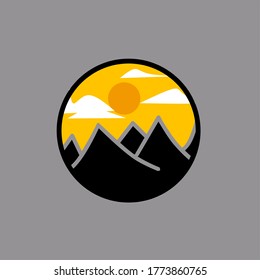 Illustration vector graphic of mountain with grey background
