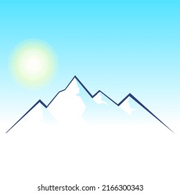 Ilustración vectorial gráfico de la cordillera cubierta de nieve, diseño plano para la decoración de papel pintado, impresión, diseño artístico simple.