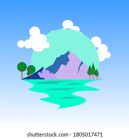 illustration vector graphic of mountains and sea