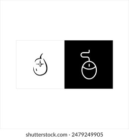 Ilustración Icono de Vector de ratón, blanco y negro