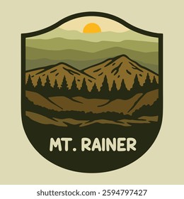 
Illustration vector graphic of MT. RAINIER NATIONAL PARK VECTOR LOGO  for apparel design merchandise, such as logos on product packaging