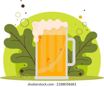 Illustration vector graphic of a mug of beer with cute nature style. This illustration fits for merchandise, sticker, oktoberfest, etc.