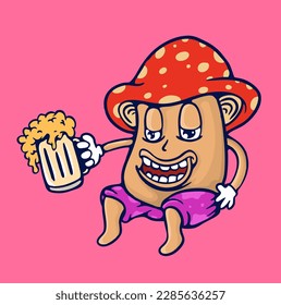 Illustration vector graphic of MUSHROOM BEER suitable for logo product also for design merchandise
