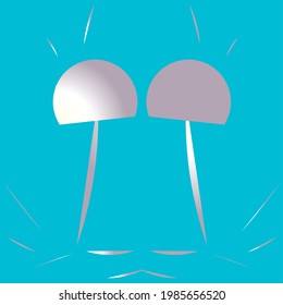 Gráfico vectorial de ilustración de hongo con fondo azul