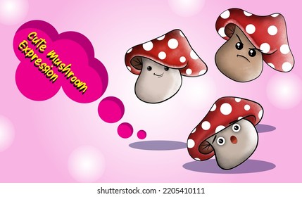 Illustration vector graphic of mushroom characters good for stickers or design elements 