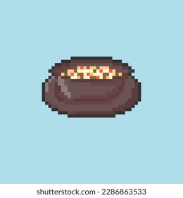 Illustration vector graphic of mushroom soup in pixel art style