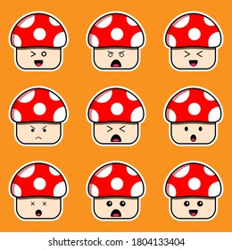 Illustration vector graphic of mushrooms emoticon