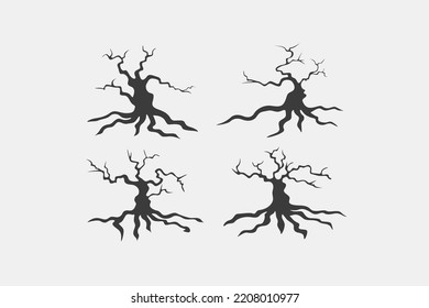 Illustration vector graphic of mystical tree set colection. Good for material of halloween theme, horror, ghost. 