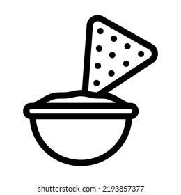 Illustration vector graphic of nacho and dipping sauce with outline style on a white background. Suitable for restaurant, food apps, website projects and more.