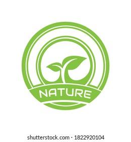 illustration vector graphic of natural green leaf in circle logo perfect for natural ecology, biology, botany concepts.