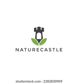 ilustración vectorial naturaleza gráfico castillo leaf logo