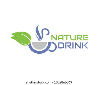 illustration vector graphic of nature drink ont he cup accompanied leaf and steam, perfect for drink, nature, herb, medical, etc.