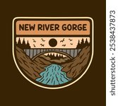 Illustration vector graphic of NEW RIVER GORGE NATIONAL PARK BADGE LOGO DESIGN VECTOR ILLUSTRATION for apparel design merchandise, such as logos on product packaging