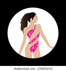  illustration vector graphic of a new style women one piece bikini