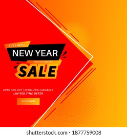 Ilustración de la venta vectorial gráfica de año nuevo con estilo de medio tono