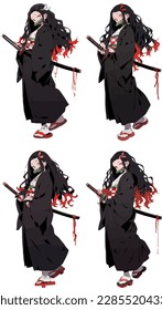 ilustración vectorial gráfico de Nezuko sobre fondo blanco perfecto para papel tapiz