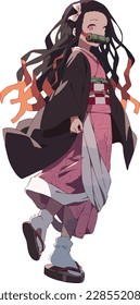 illustration vector graphic of Nezuko on white background perfect for wallpaper