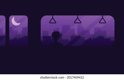 Illustration vector graphic of night train, suitable for background, decoration, etc. 