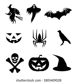 
illustration vector graphic of nine halloween icons