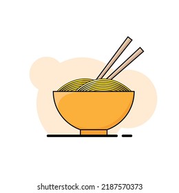 illustration vector graphic of noodles in bowl with chopstick. suitable for restaurants or children