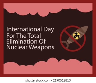 Die Vektorgrafik einer Nuklearrakete fliegt über den Wolken, perfekt für den internationalen Tag, die völlige Beseitigung von Atomwaffen, Feiern, Grußkarte, Energie, etc.
