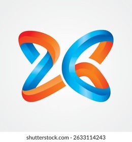 Ilustración Vector gráfico del número 26. Perfecto para el diseño del logotipo, como aniversario, etc.