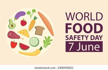 illustration vector graphic of nutritious food group, perfect for international day, world food safety day, celebrate, greeting card, etc.