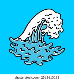 Illustration vector graphic of  OCEAN WAVES JOURNEY DESIGN VECTOR ILLUSTRATION for apparel design merchandise, such as logos on product packaging