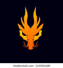 Illustration Vector Graphic Of, Template Logo Abstract Head Face Flame Dragon