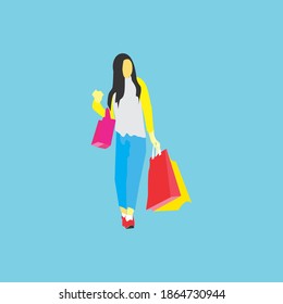 illustration vector graphic ofa woman is shopping fit for flat illustration education