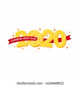 Illustration vector graphic off 2020 chinese new year good for banner, greeting card, business card, holiday, cheese, ribbon, red, gold, background