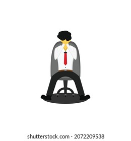 Illustration vector graphic of 
office worker sitting and sad after being fired.