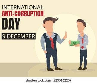 illustration vector graphic of an office worker refuses a bribe from a friend, perfect for international day, anti corruption day, celebrate, greeting card, etc.