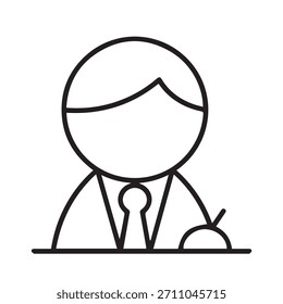 Gráfico del Vector de la ilustración del trabajador de oficina con el icono del ordenador