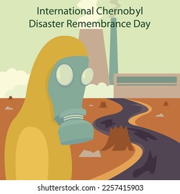 illustration vector graphic of an officer in a protective suit approaches the nuclear waste, perfect for international day, chernobyl disaster remembrance day, celebrate, greeting card, etc.